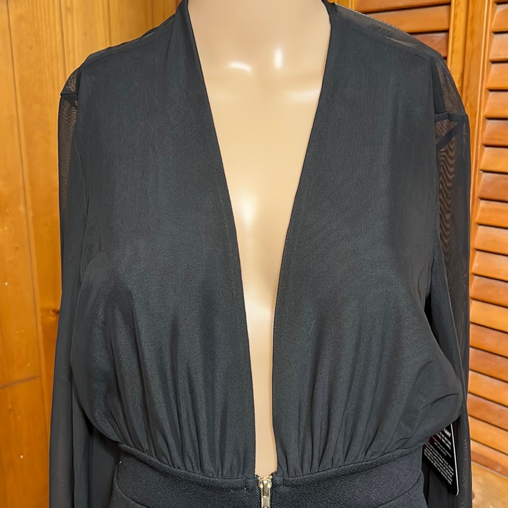 Black Plunging Sheer Dress